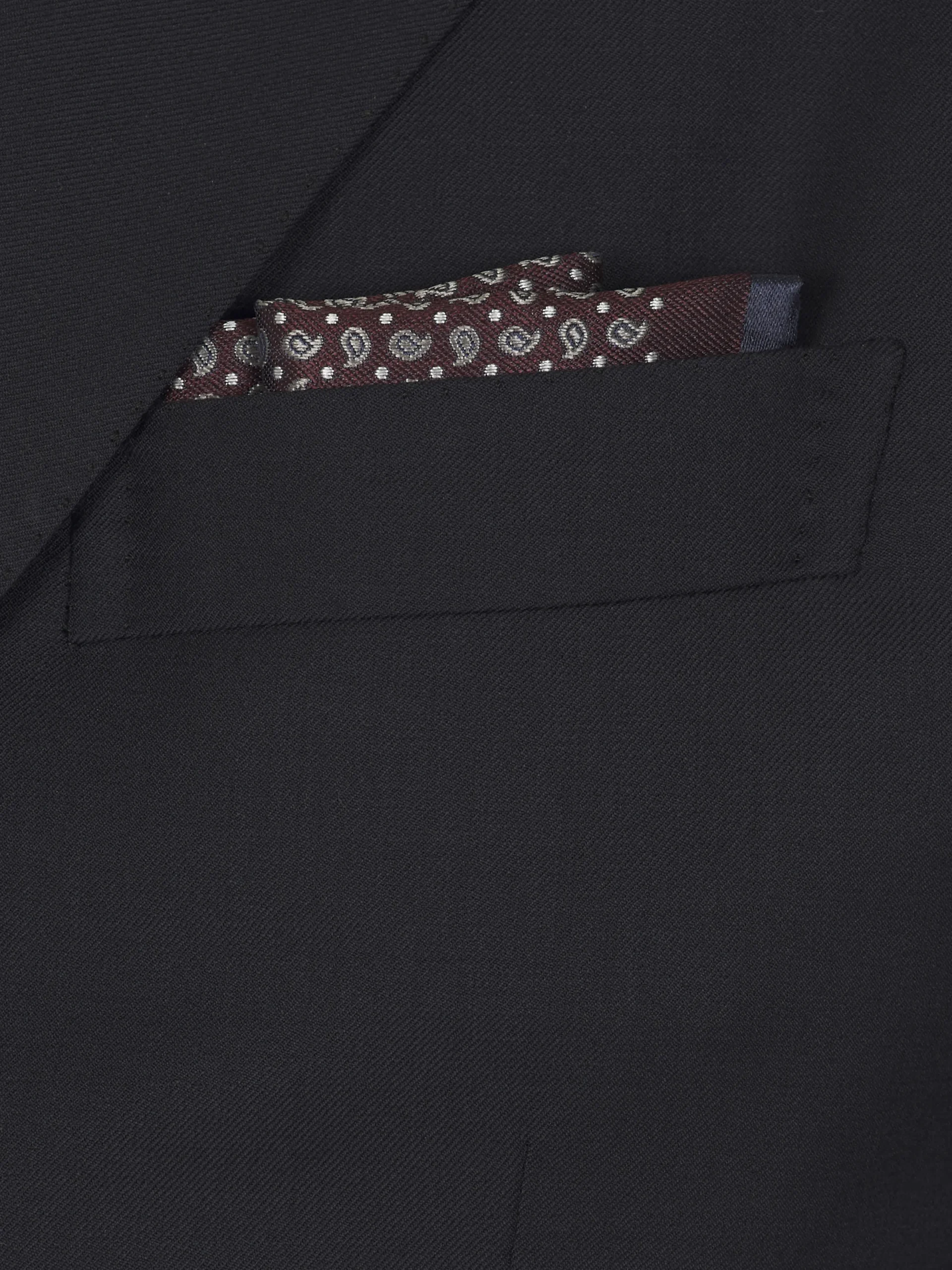 Online Brioni and midnight blue paisley motif jacquard silk pocket square Bordeaux