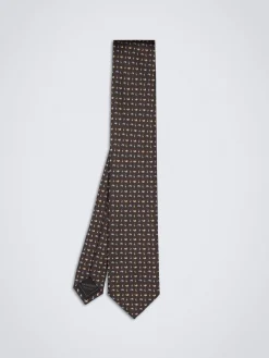 New Brioni paisley motif silk tie Brown