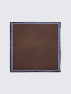 Outlet Brioni and light blue silk pocket sqaure Burnt brown