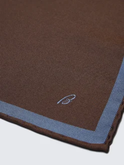 Outlet Brioni and light blue silk pocket sqaure Burnt brown