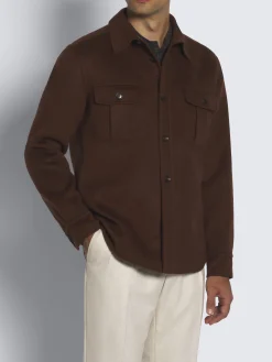Discount Brioni double-splittable wool and cashmere Vagabond overshirt Burnt brown