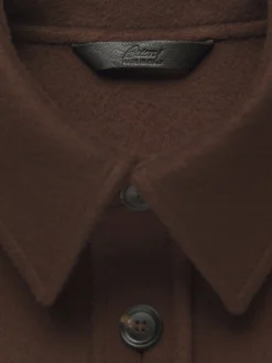 Discount Brioni double-splittable wool and cashmere Vagabond overshirt Burnt brown