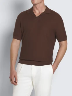 Clearance Brioni Burnt brown jacquard Sea Island cotton polo