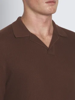 Clearance Brioni Burnt brown jacquard Sea Island cotton polo