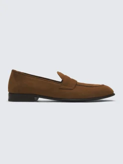 Best Brioni nubuck Appia penny loafers Burnt brown