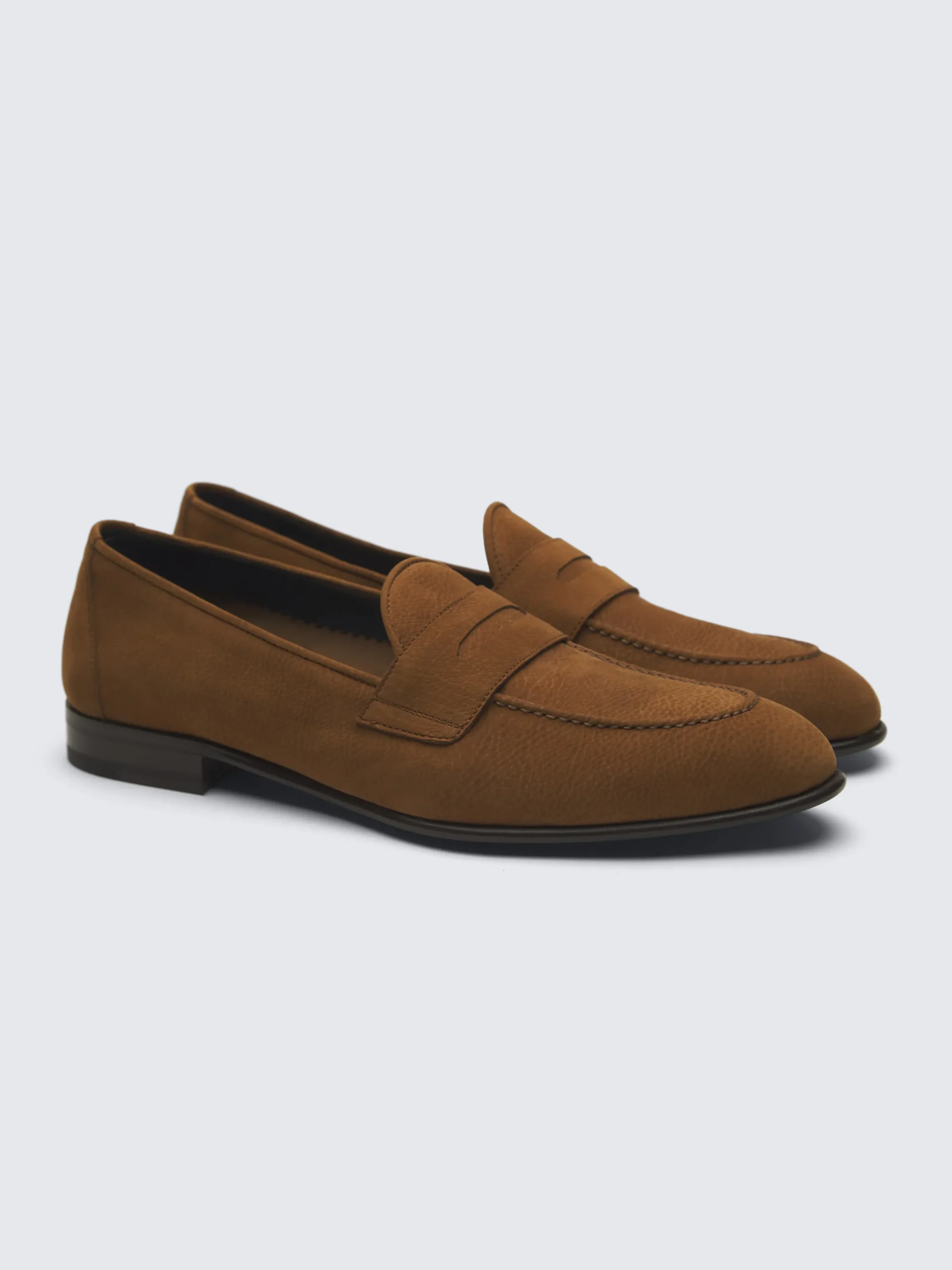 Best Brioni nubuck Appia penny loafers Burnt brown