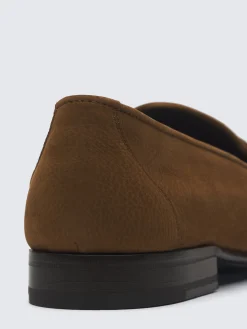 Best Brioni nubuck Appia penny loafers Burnt brown