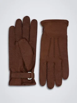 Hot Brioni peccary leather gloves Burnt brown