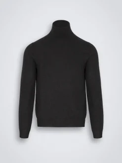 Outlet Brioni cashmere and silk turtleneck sweater Charcoal grey