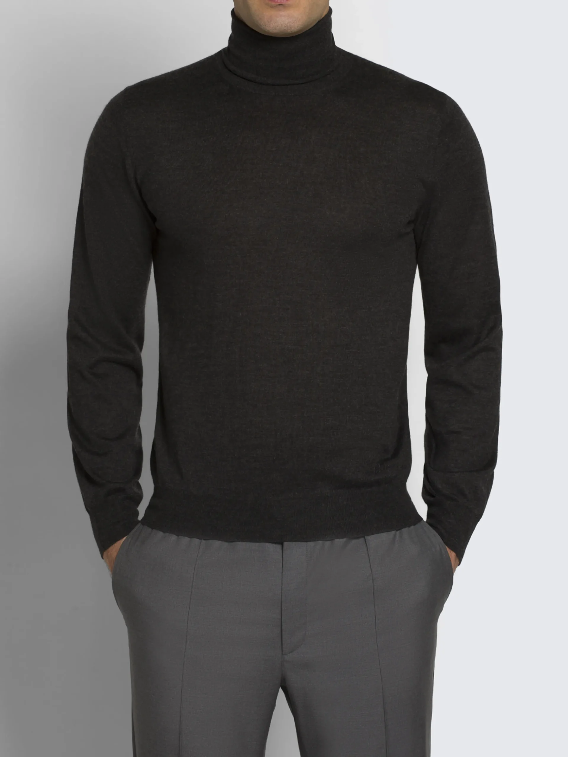Outlet Brioni cashmere and silk turtleneck sweater Charcoal grey