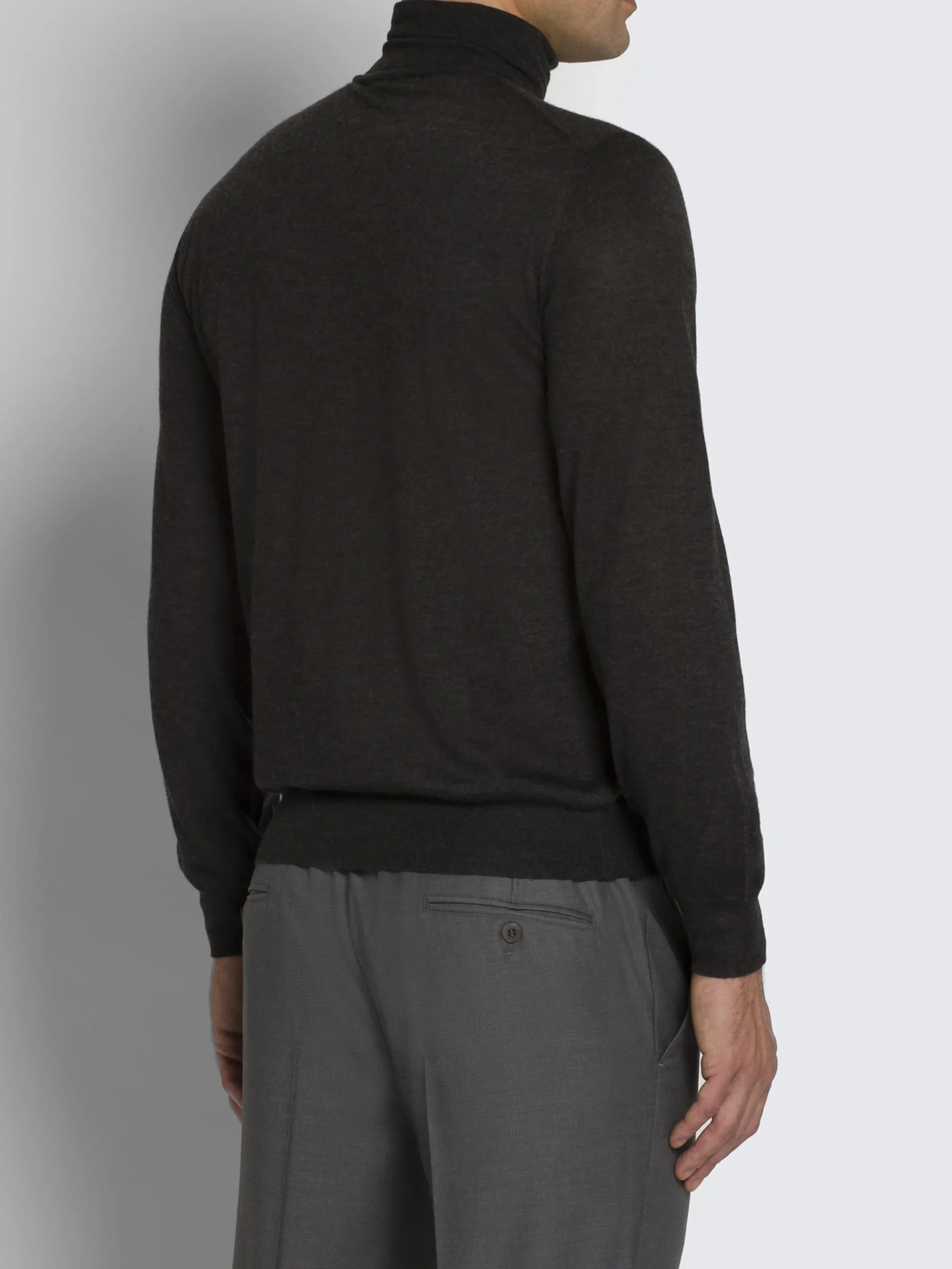 Outlet Brioni cashmere and silk turtleneck sweater Charcoal grey