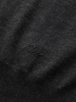 Outlet Brioni cashmere and silk turtleneck sweater Charcoal grey