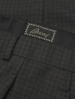 Online Brioni houndstooth wool Plume suit Charcoal grey