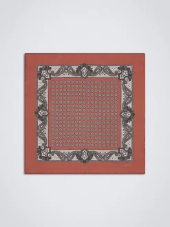 Discount Brioni silk pocket square Coral red