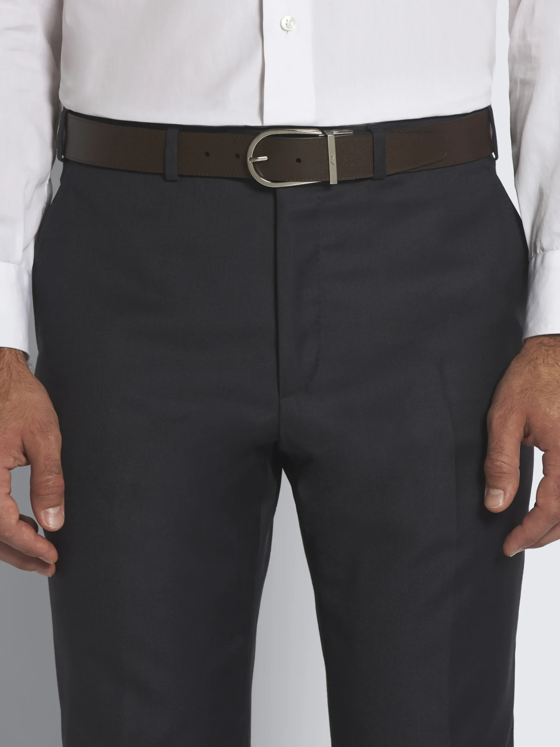 Sale Brioni and black calf and grained leather reversible belt Dark brown