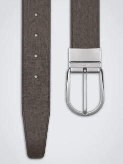 Sale Brioni and black calf and grained leather reversible belt Dark brown