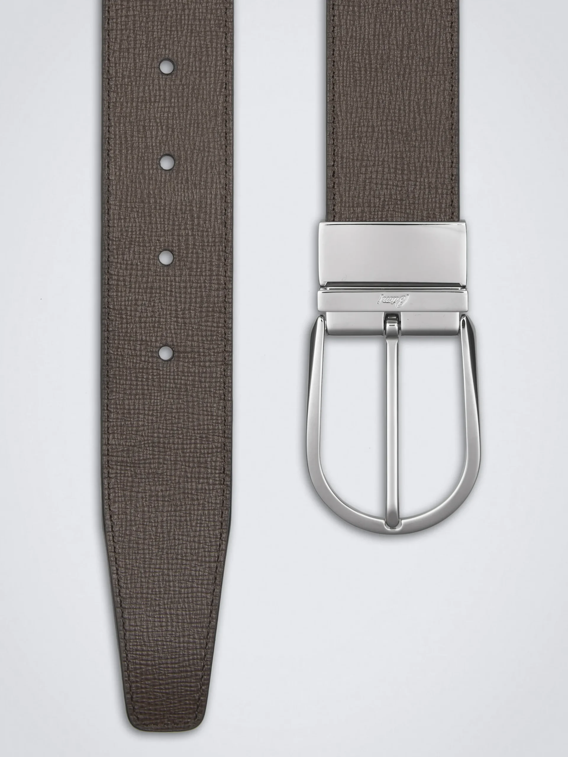 Sale Brioni and black calf and grained leather reversible belt Dark brown