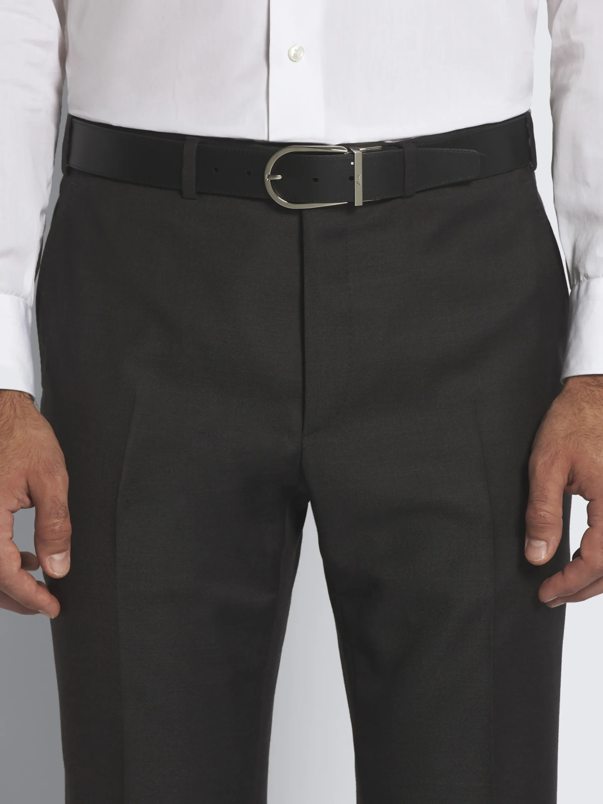 Sale Brioni and black calf and grained leather reversible belt Dark brown