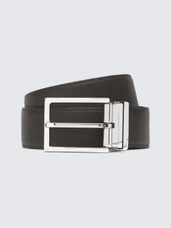 Hot Brioni and black grained and nappa calfskin reversible belt Dark brown