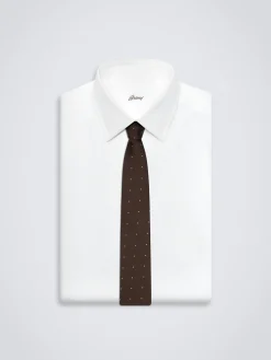 Clearance Brioni and pink silk tie Dark brown