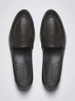New Brioni deerskin leather Appia penny loafer Dark brown