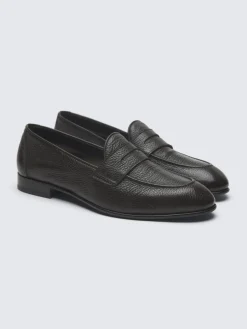 New Brioni deerskin leather Appia penny loafer Dark brown
