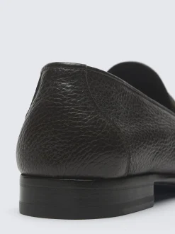 New Brioni deerskin leather Appia penny loafer Dark brown