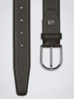 Outlet Brioni grained calf leather belt Dark brown
