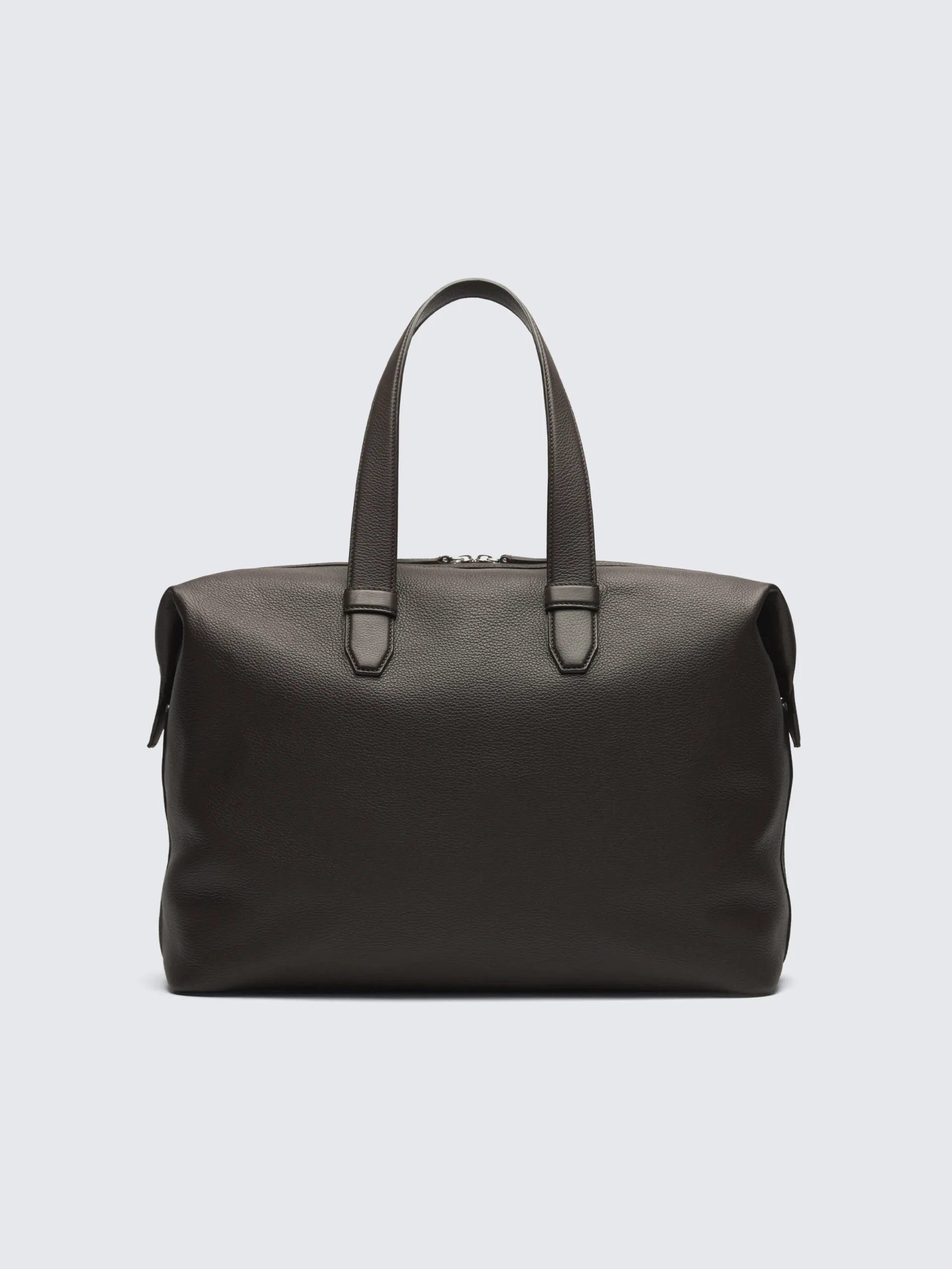 Outlet Brioni light grained leather duffle bag Dark brown