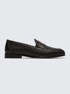 Fashion Brioni nappa leather braided Appia penny loafers Dark brown