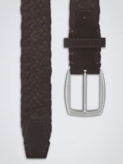 Online Brioni nubuck braided belt Dark brown