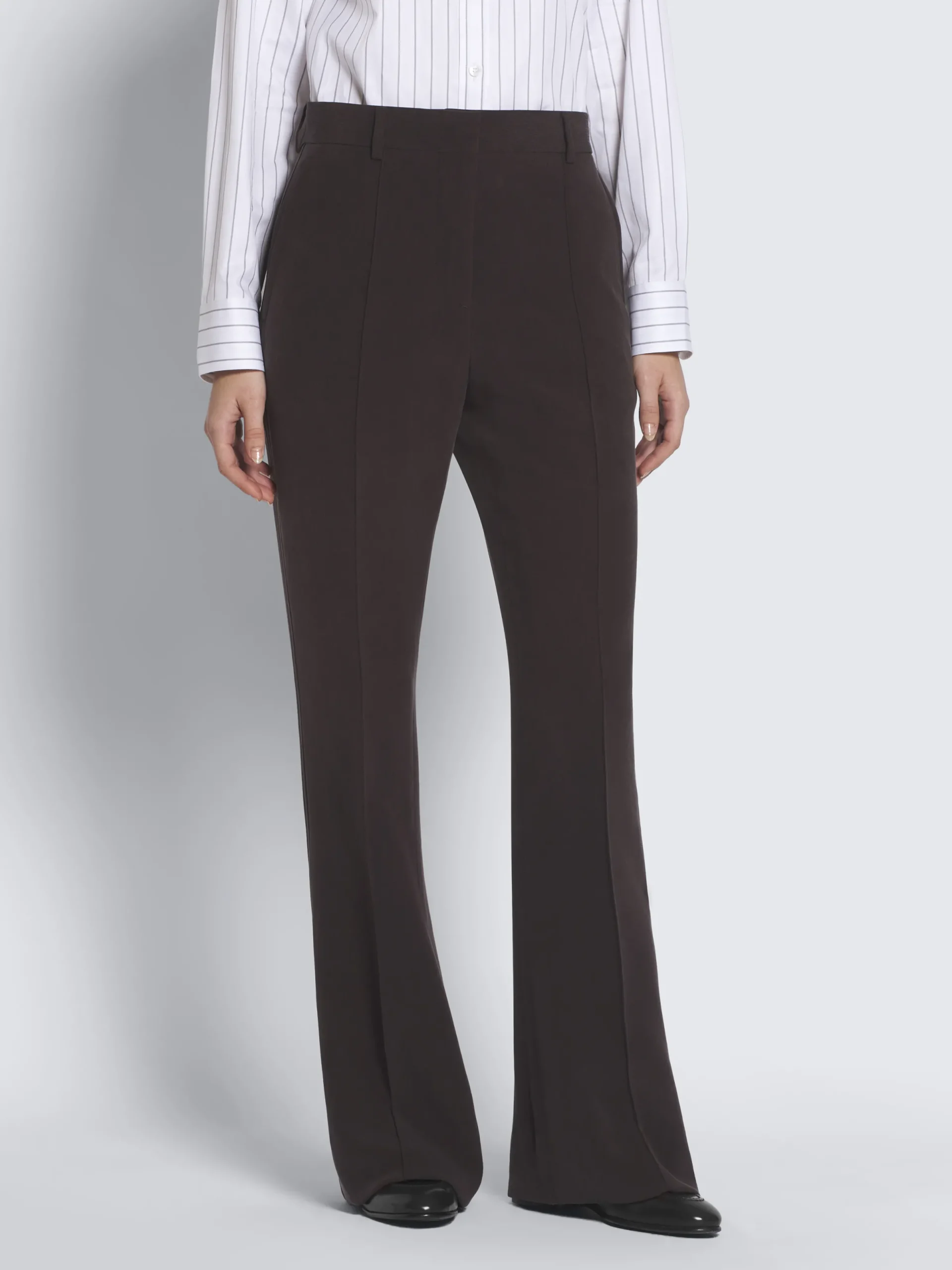 Discount Brioni silk cady flare trousers Dark brown