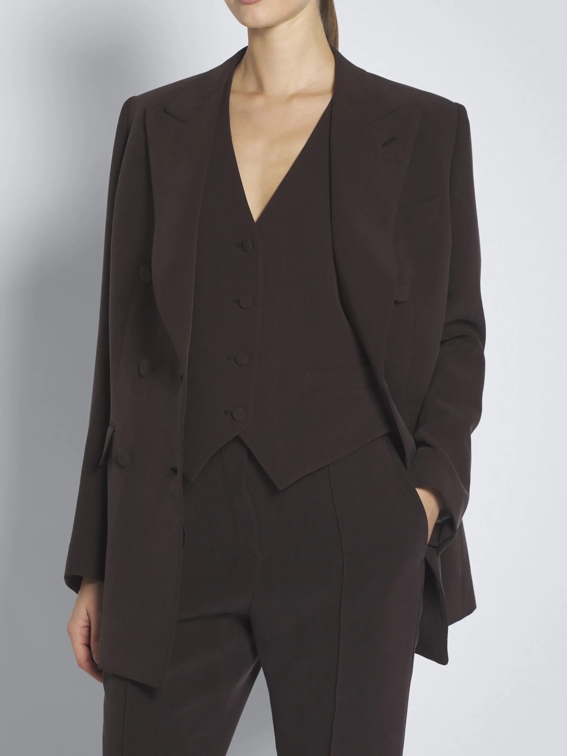 Outlet Brioni silk cady Virgilio jacket Dark brown