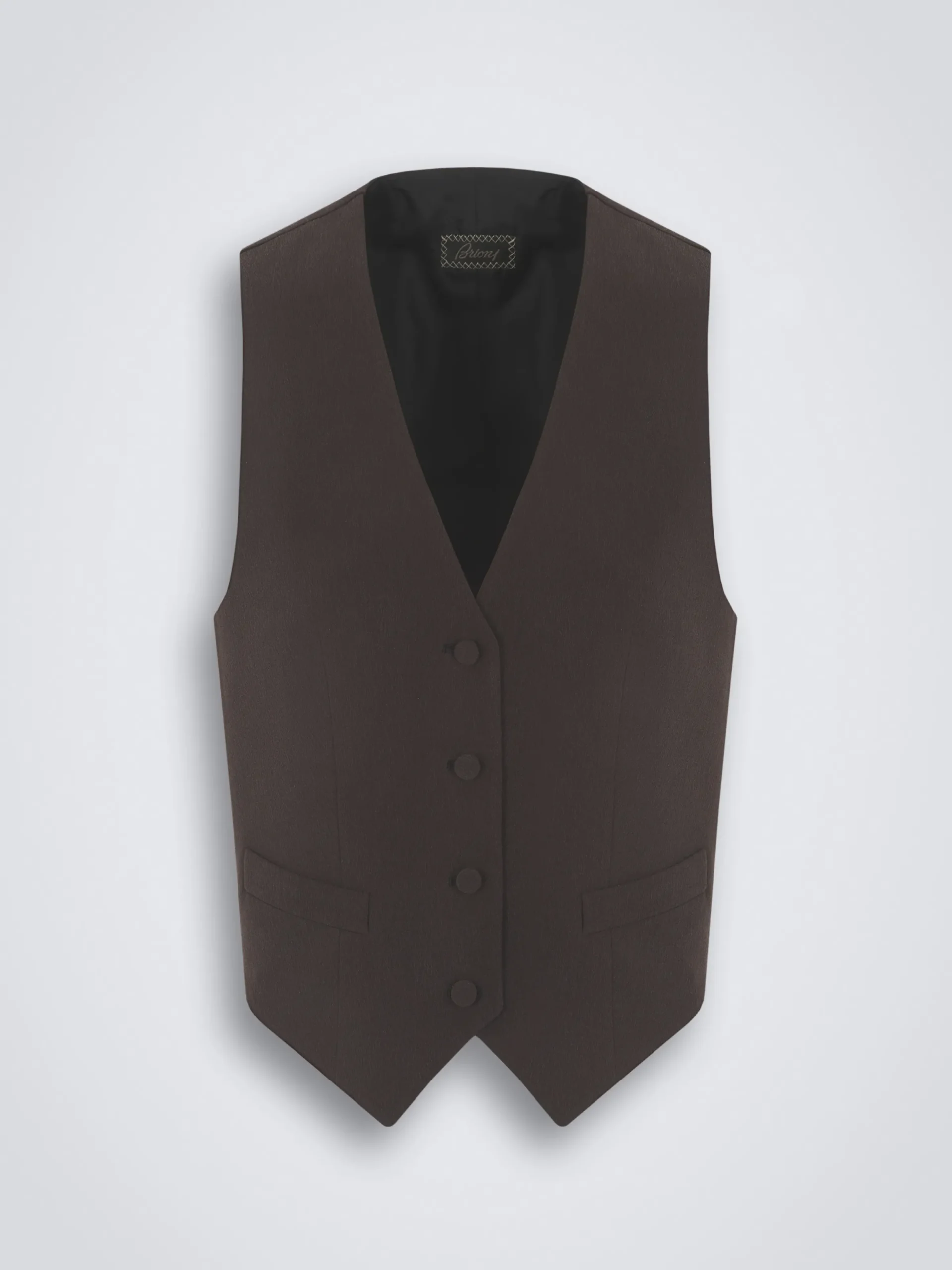Outlet Brioni silk cady waistcoat Dark brown