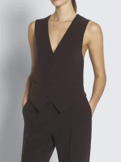 Outlet Brioni silk cady waistcoat Dark brown