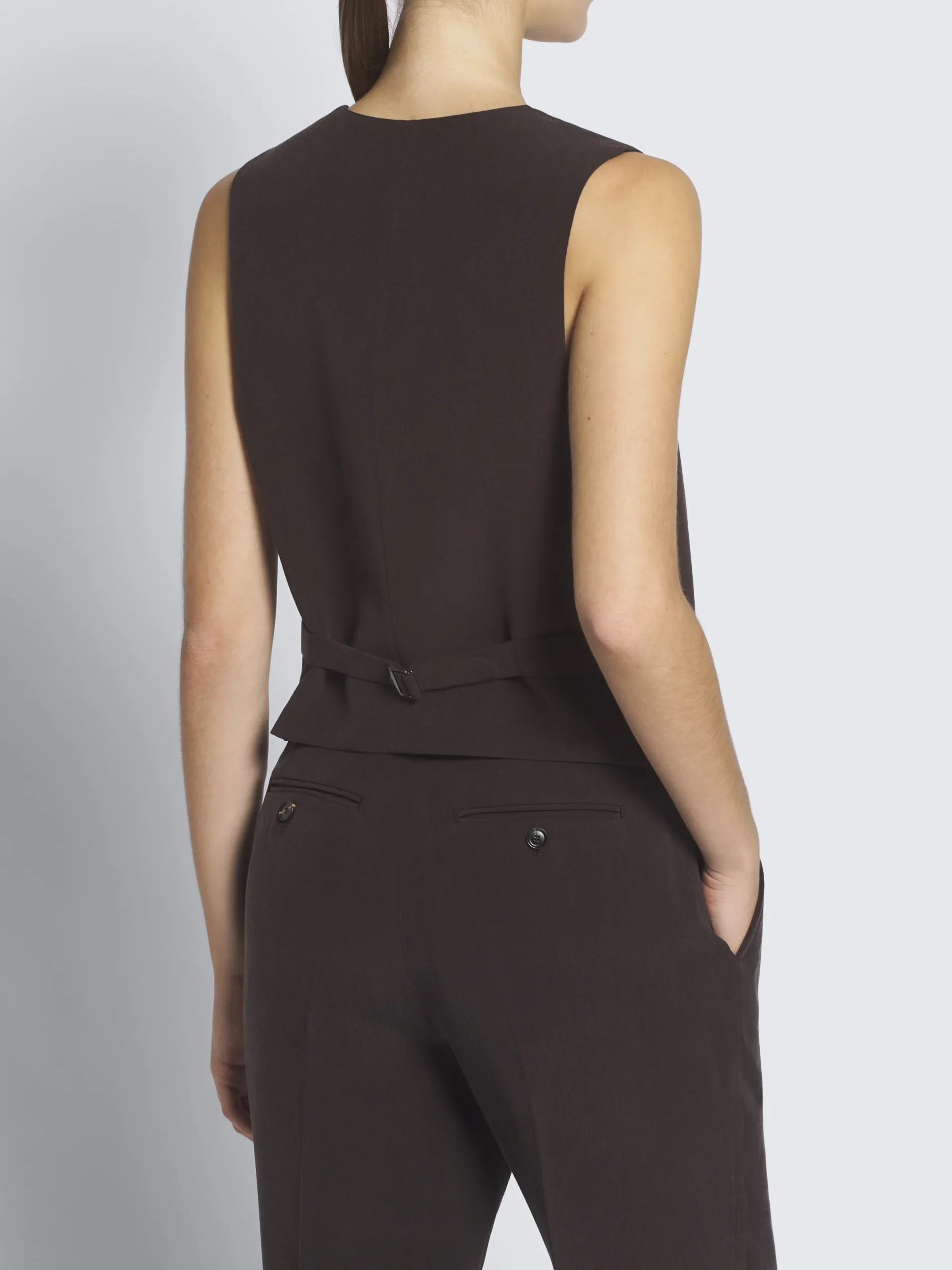 Outlet Brioni silk cady waistcoat Dark brown