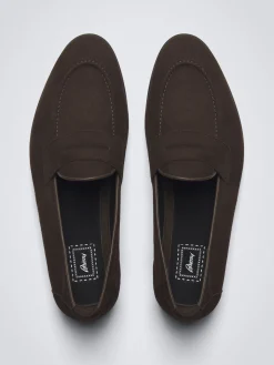 Fashion Brioni suede Appia penny loafers Dark brown