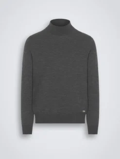 Fashion Brioni responsible wool mockneck sweater Dark grey