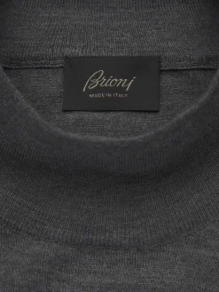 Fashion Brioni responsible wool mockneck sweater Dark grey