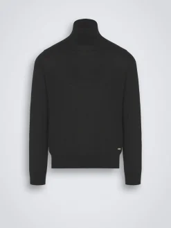 Outlet Brioni Essential cashmere and silk turtleneck sweater Black