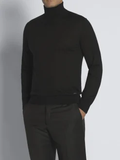 Outlet Brioni Essential cashmere and silk turtleneck sweater Black