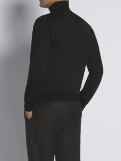 Outlet Brioni Essential cashmere and silk turtleneck sweater Black