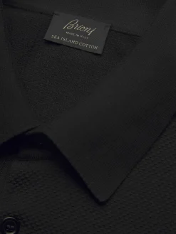 Outlet Brioni Essential Sea Island cotton polo Black
