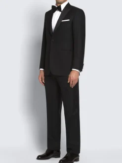 Hot Brioni Essential black Super 160's wool Policleto tuxedo