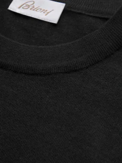Hot Brioni Essential wool, cashmere and silk crewneck sweater Black
