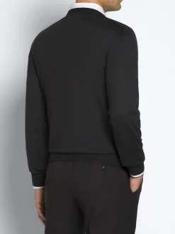 Outlet Brioni Essential wool, cashmere and silk crewneck sweater Charcoal grey