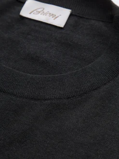Outlet Brioni Essential wool, cashmere and silk crewneck sweater Charcoal grey