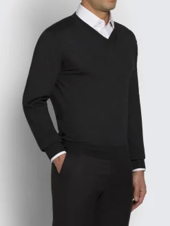 Clearance Brioni Essential wool, cashmere and silk V-neck sweater Dark grey