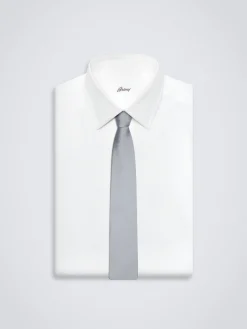 Hot Brioni Essential silk tie Lead grey