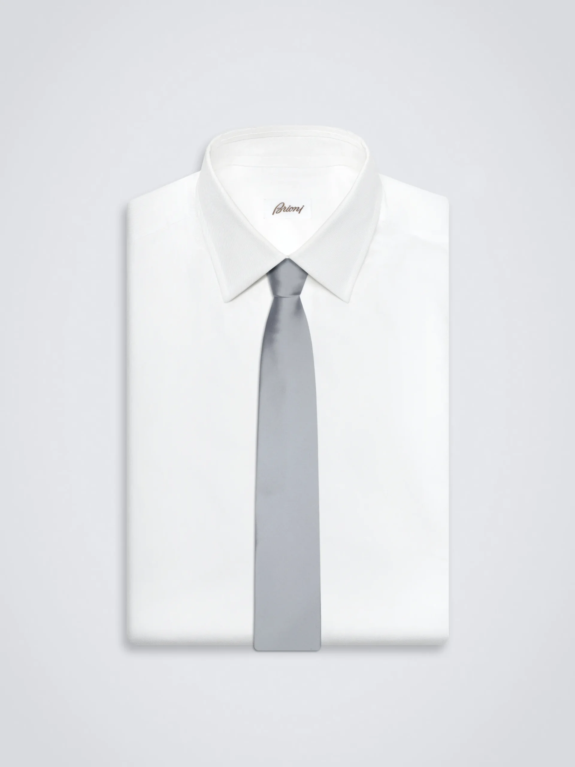 Hot Brioni Essential silk tie Lead grey